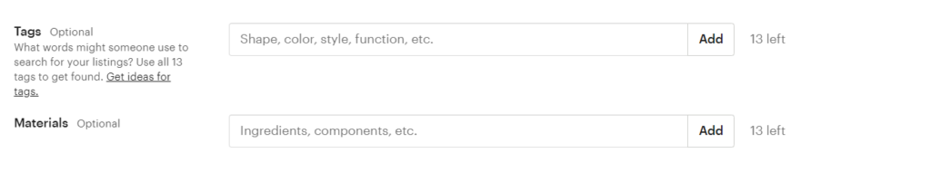 Adding tags to Etsy listings
